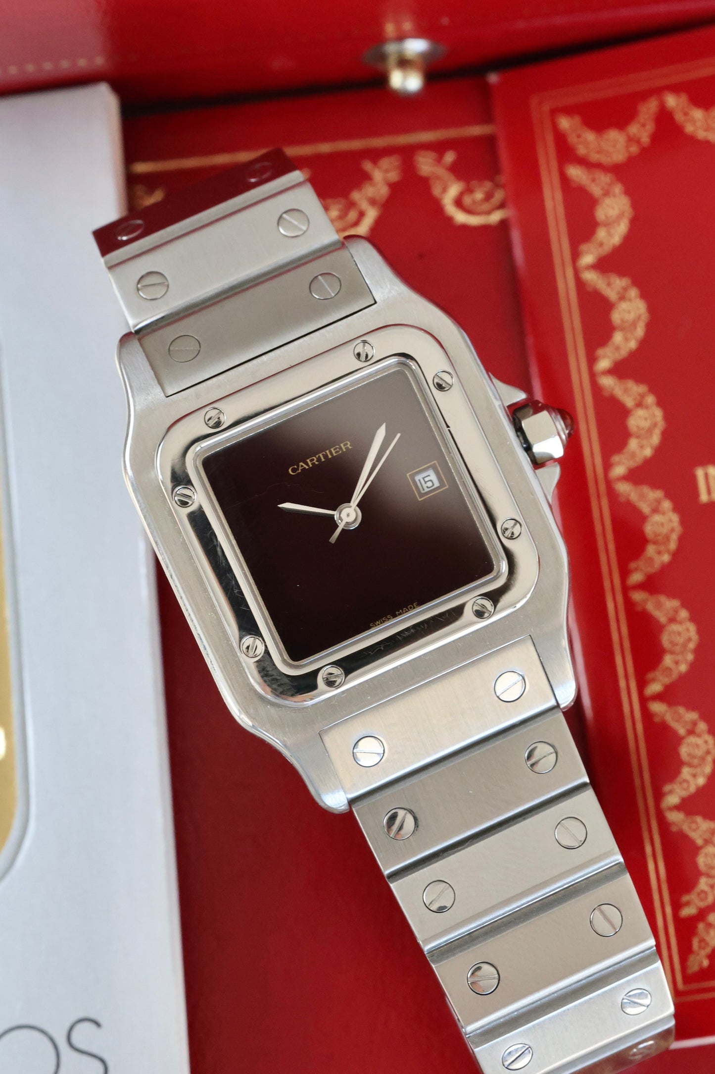 Cartier Santos Carrée 2960 Burgundy | Full set