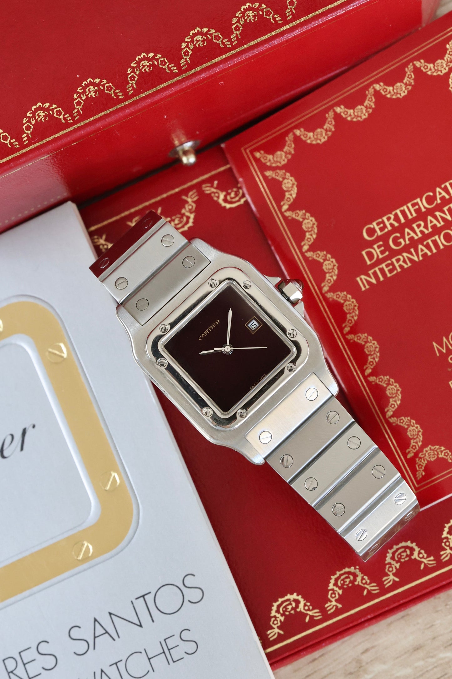 Cartier Santos Carrée 2960 | 1989 Burgundy