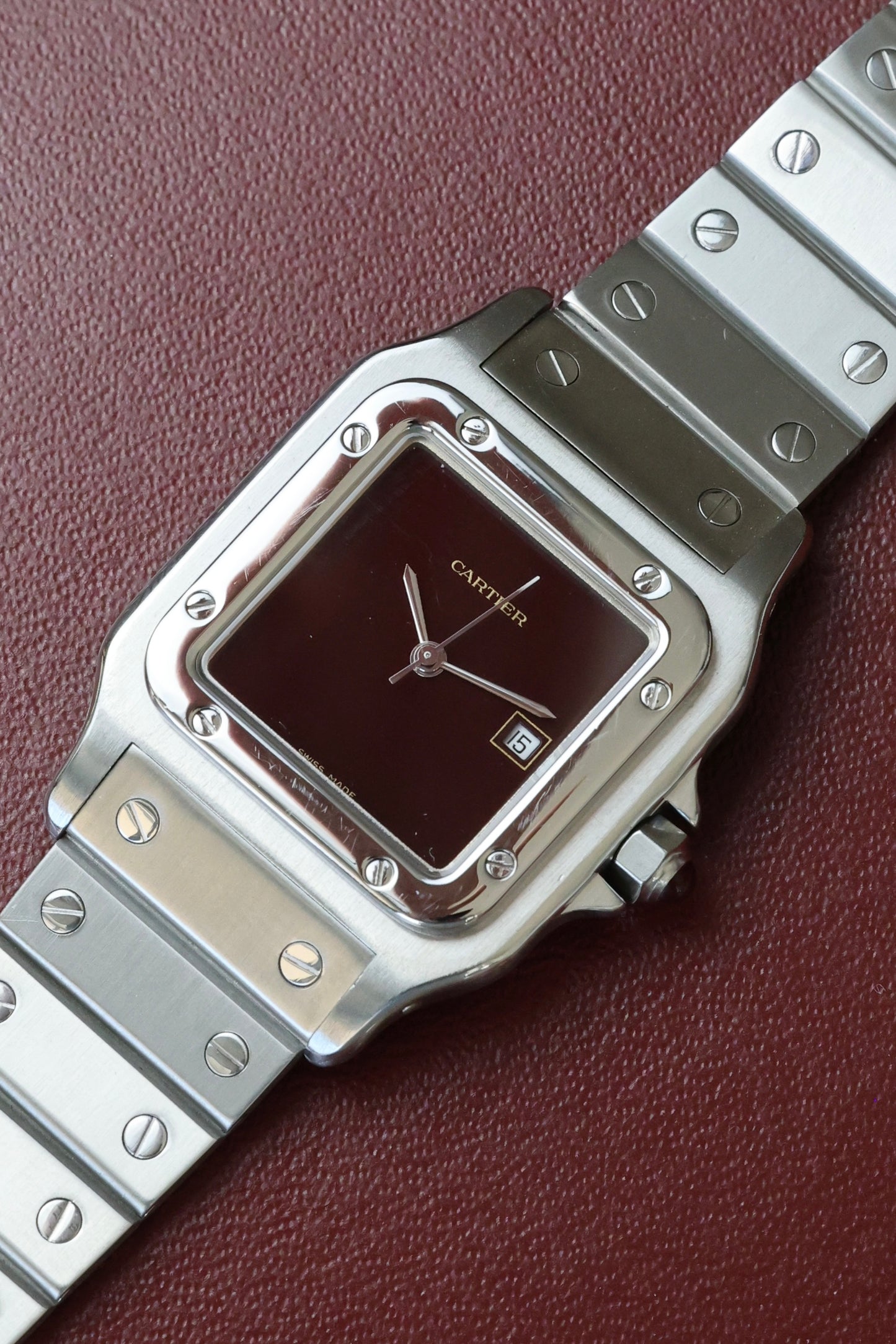 Cartier Santos Carrée 2960 | 1989 Burgundy